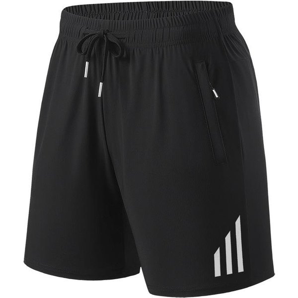 Pantalones Cortos Deportivos Casuales De Verano Para Hombre Finos Transpirables Holgados Moda Talla Grande Pantalones De Cinco Puntos 5XL Negro-image