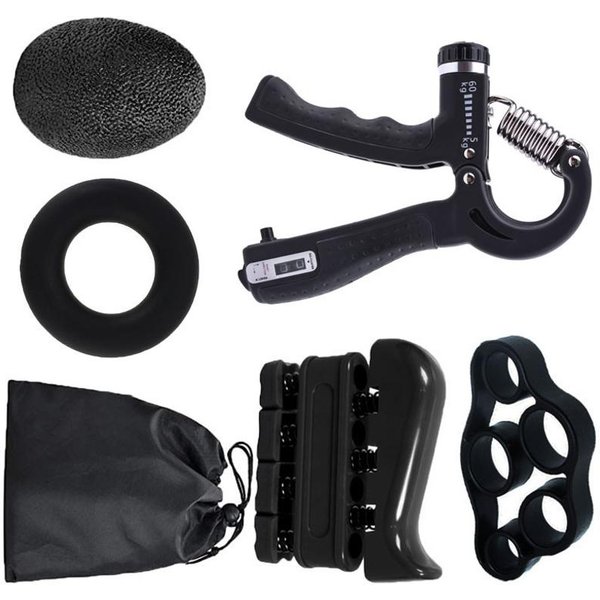 5 Piezas Entrenador De Fuerza De Dedos Fortalecedor De MuñEca Antebrazo Gimnasio Fitness Contador Fuerza De Agarre De Mano Black-image
