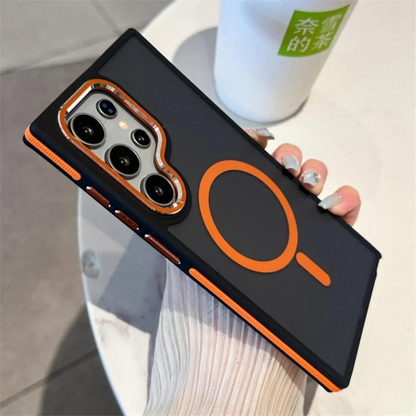 Luksusowe Matowe Przezroczyste Magnetyczne Etui Na Telefon Z łAdowaniem Bezprzewodowym Dla Samsung Galaxy S25 S22 S23 S24 Ultra Plus FE Do Pokrowca Magsafe Galaxy S25+-image