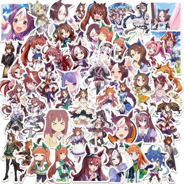 50 Sztuk Naklejki Graffiti Z Gry Anime Uma Musume Pretty Derby KreskóWkowe Naklejki Dekoracyjne Na Laptopa Deskorolkę Motocykl Gray-image