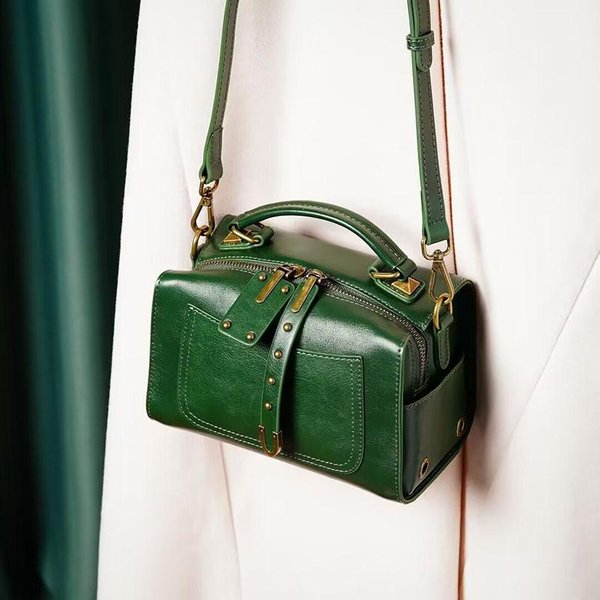 Bolso Almohada Horizontal De Piel De Vacuno De Capa Superior Retro JaponéS Y Coreano Para Desplazamientos Bolso De Hombro Cruzado De Cuero Genuino Para Mujer Black-image