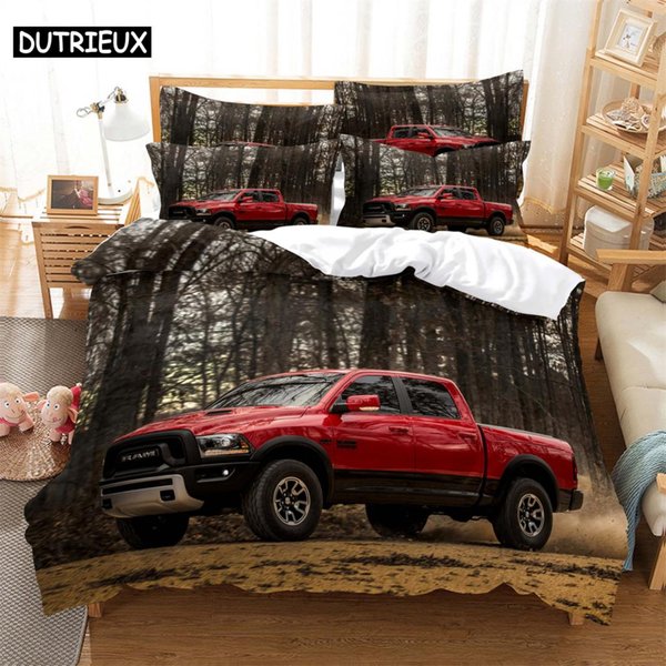 PośCiel Samochodowa 3-CzęśCiowa Druk Cyfrowy KreskóWka Tkana GłAdko RzemiosłO Dla Ameryki PółNocnej I Europy Zestaw PośCieli Queen 150X200Cm 3Pcs&Set-image