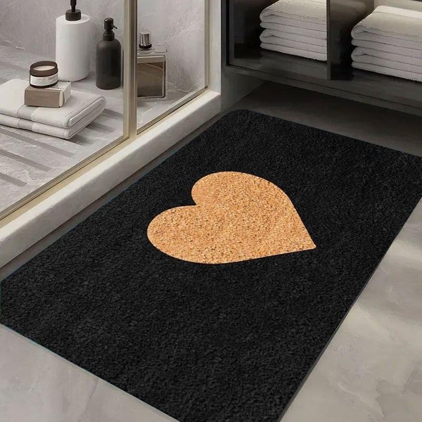 AntypośLizgowa Mata PodłOgowa W KształCie Serca, ChłOnna, Zmywalna, Dekoracyjny Dywanik Do Przedpokoju, Na ZewnąTrz, Do łAzienki, Domu, Na Kemping 50X80Cm-image