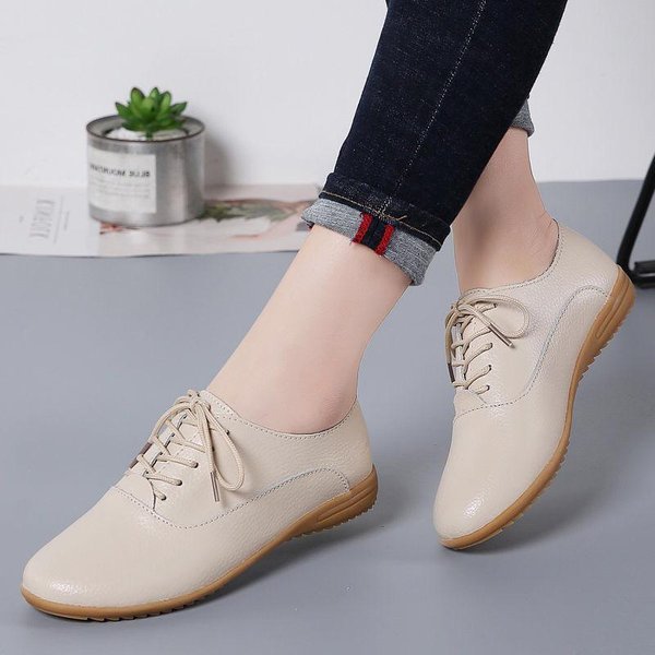 Zapatos De Mujer Para OtoñO Talla Grande Zapatos De Estudiantes Para Mujer Estilo Coreano Cuero Genuino De Estudiante Zapatos Blancos Para Mujer Zapatos Casuales Planos 40 Gray-image