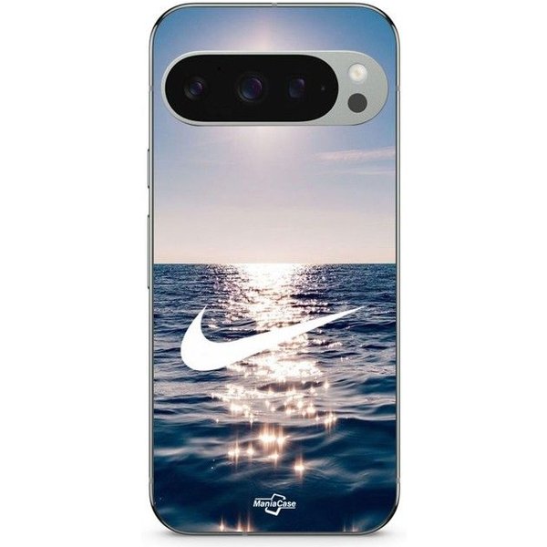 Funda - Maniacase - Google Pixel 9 Pro - Flexible - Silicona - Logo Nike Blanco Mar Sol Negro-image