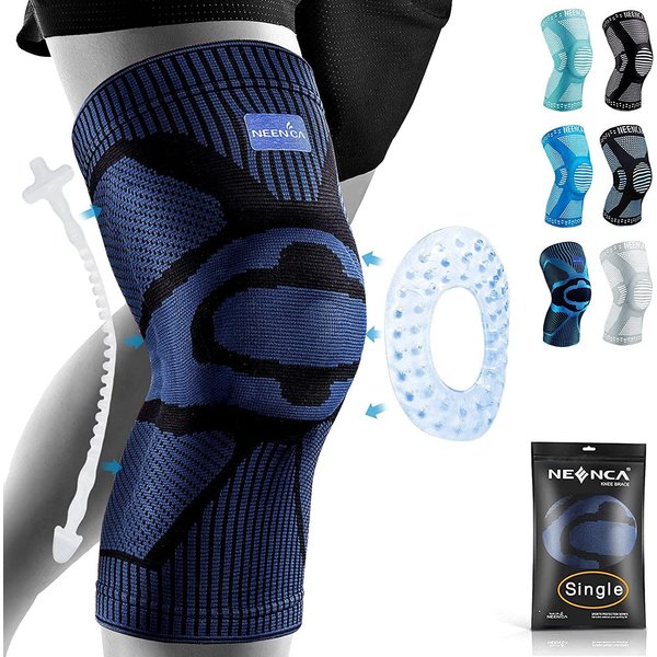 Soporte De Rodillera Neenca Con Estabilizadores Laterales, Gel Para RóTula Para Dolor De Rodilla, Desgarro De Menisco, RecuperacióN, Manga De CompresióN M Azul Marino-image