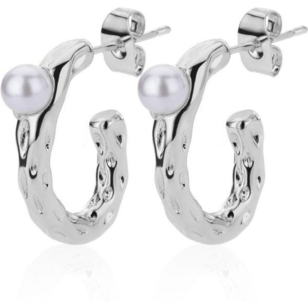 Pendientes De Perla Barroca Para Mujer Color Dorado Acero Inoxidable Perla De ImitacióN Pendiente Irregular JoyeríA Para Fiesta De Boda Bijoux Femme White-image