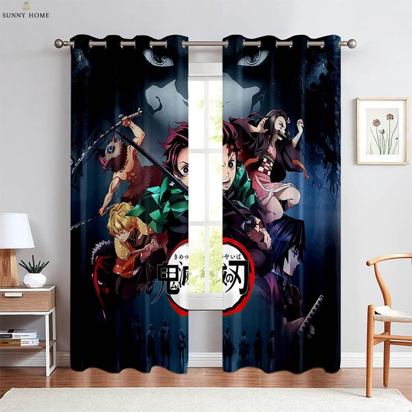 Cortinas Estampadas De Dibujos Animados Anime CóMic JaponéS Adecuadas Para Dormitorio Sala De Estar Dormitorio Estudio Cortinas Decorativas 2 Piezas W50Xh160(Cm)X2Pcs&Rod Pocket-image
