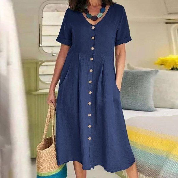 Damskie Sukienki W Jednolitym Kolorze, Wiosenno-Letnie, LuźNe, Z Wysokim Stanem 4XL Gray-image