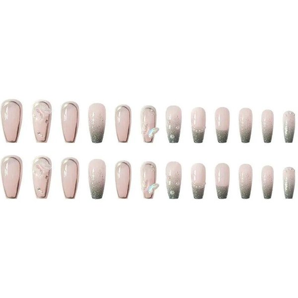 24 Szt. NaciśNij Na Paznokcie DżEtóW FałSzywe Sztuczne Paznokcie PełNe KońCóWki Do Paznokci Sztuczne Paznokcie Dla Kobiet DIY Nail Art White-image