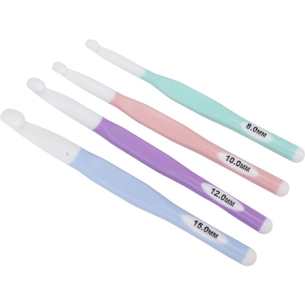 4 Piezas Ganchillos DiseñO ErgonóMico Escala Clara Juego De Ganchillos De PláStico Para Tejer Alfombras White-image