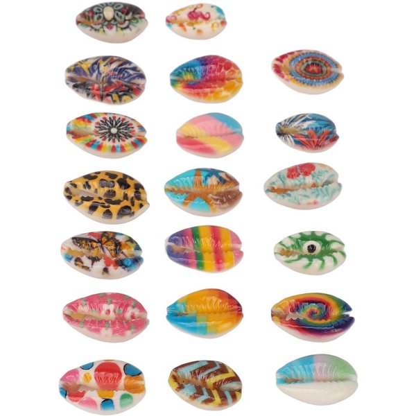 20 Piezas Colgantes De Concha Para El Cabello Anillos De Concha Con Estampado Floral Para Trenzas Dreadlocks JoyeríA Beige-image
