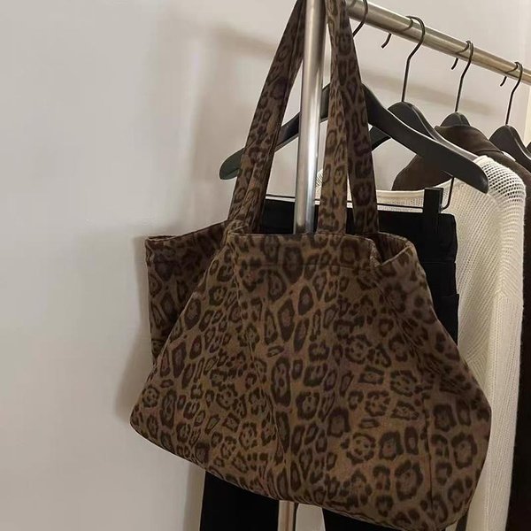 Retro Panterka Niszowa Torba Na Ramię DużA Pojemność Torby Shopper Jesień I Zima Nowa Torba Pod Ramię PodróżNa CLE 47X14X38Cm Panterka-image