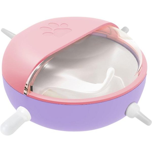 200Ml Alimentador De Leche Para Gatitos Bebedero Para Perros Gatos BiberóN Para Cachorros 4 Tetinas MúLtiples Gatitos Lactancia TazóN De Leche Con Burbujas Color Rosa-image
