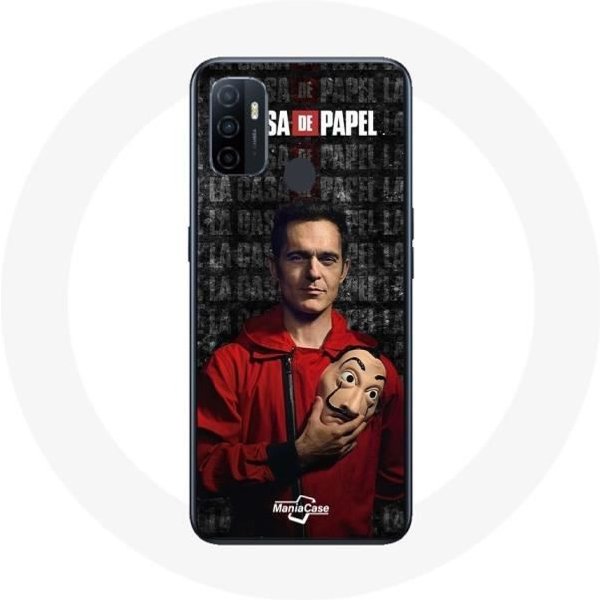 Funda Oppo A53 - Maniacase - La Casa De Papel - Negra - Flexible - ProteccióN Contra Golpes Y ArañAzos-image