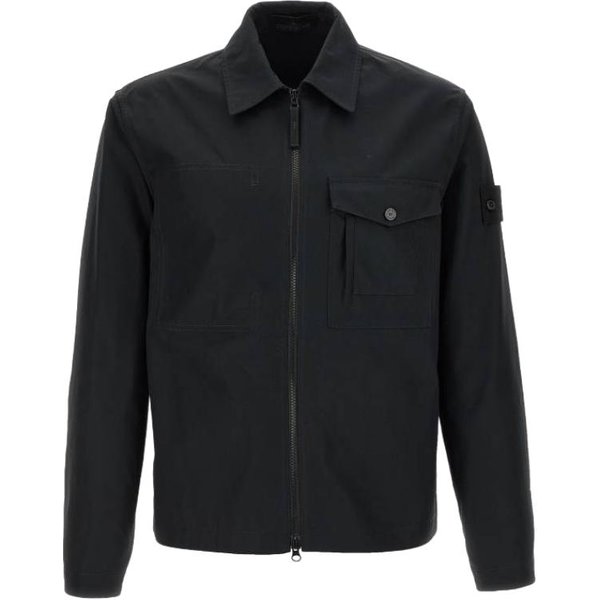 Stone Island Rozpinana Jednokolorowa Kurtka Z DłUgim RęKawem Z Logo MęSka Kurtki L1S151200011S0F01-V0029 L Black-image