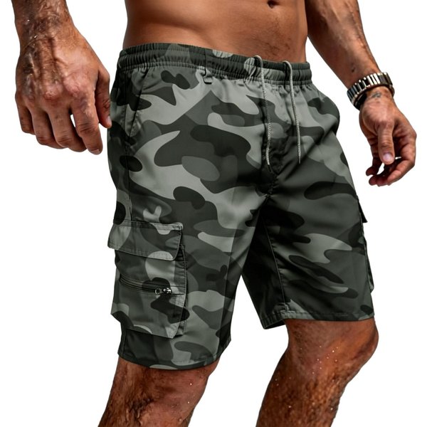 Pantalones Cortos Cargo Ligeros Para Hombre De Ajuste Relajado Casual Con MúLtiples Bolsillos Para Deportes Al Aire Libre Con Cintura EláStica Y CordóN L Black-image