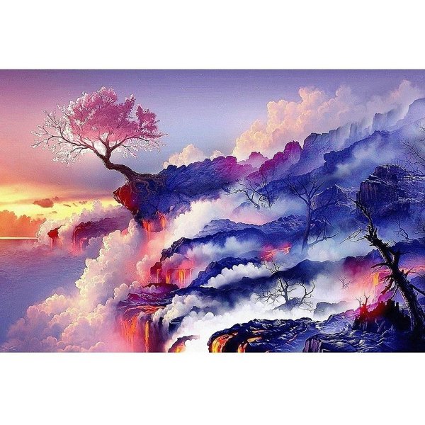 Pintura De Diamantes 5D DIY Nubes Paisaje Bordado De Diamantes Paisaje Punto De Cruz 20X30CM-image
