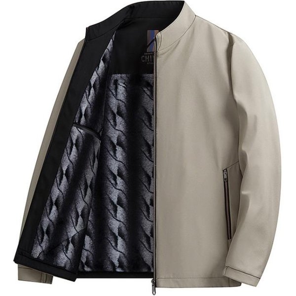 Nueva Chaqueta De Terciopelo Y AlgodóN Grueso Para Hombre En Invierno, Chaqueta Para Papá De Mediana Edad, Holgada Y CáLida Con Cuello Alto 4XL Gray-image