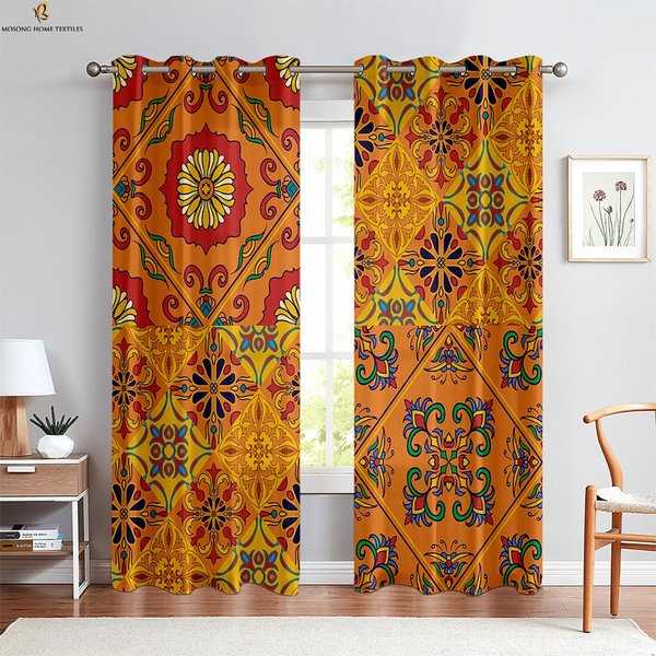 Cortinas Decorativas Con PatróN De Cuadros Bohemios Dormitorio Sala De Estar Cocina BalcóN Cortinas De Ventana Fibra De PoliéSter 2 Piezas W50Xh130(Cm)X2Pcs&Rod Pocket-image