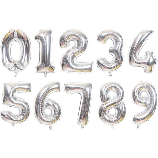 32/40 Cali RóżOwe ZłOto Srebrne Balony Foliowe Z Numerami DużE Balony Z Helem Urodziny Impreza ŚLub DIY Dekoracje Cyfra Balon Number 8&40INCH White-image