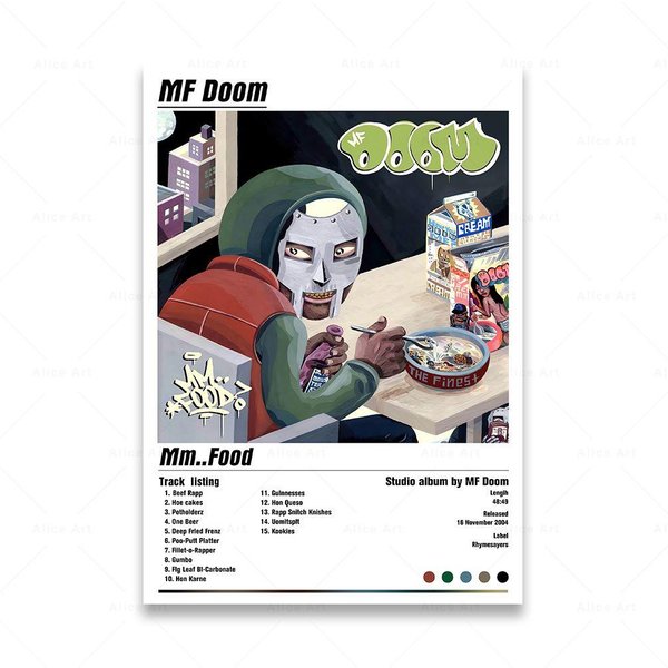 Plakat Madvillain MF Doom Pokoje Dekor Hip Hop Rap Muzyka Album Gwiazda Sztuka ŚCienna Malarstwo Na PłóTnie Do Salonu Dekoracja Domu 30X45Cm-image