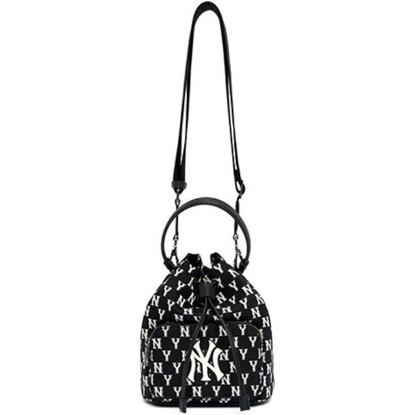 Serie De Monogramas MLB New York Yankees Estampado Integral Vintage CordóN PoliéSter Bolso Cubo Bolsos Para Mujer Negro 3ABMS031N-50BKS One Size Gray-image
