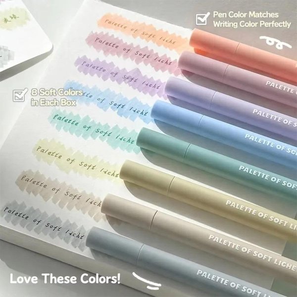 Marcadores Pastel Secado RáPido Colores Pastel Punta Biselada Resaltadores Resaltadores Paquete De 8 Para Diario 8Pcs-image