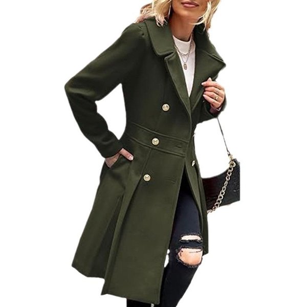 Abrigo Largo De Lana Para Mujer OtoñO E Invierno Talla Grande Abrigo De Doble Botonadura 3XL-image