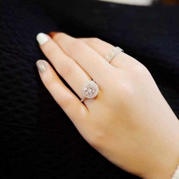 SóLido S925 Plata Esterlina Natural Vs2 Anillo De Diamante Anillos Bague Topacio Piedra Preciosa Para Mujeres Boda Plata 925 JoyeríA Anillo NiñAs 6 Color Rosa-image