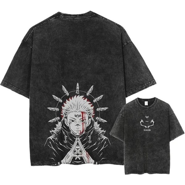 JapońSkie Anime Jujutsu Kaisen Graficzny Czarny BawełNiany T-Shirt Unisex MęSki Damski KróTki RęKaw Moda Vintage Tee 3XL Black-image