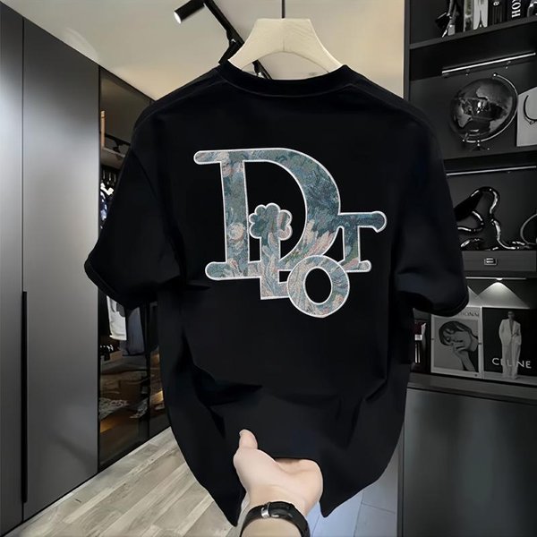 Camiseta De Manga Corta Con Cuello Redondo Holgada Con Estampado De Letras De Moda Para Hombre De Marca Americana-image