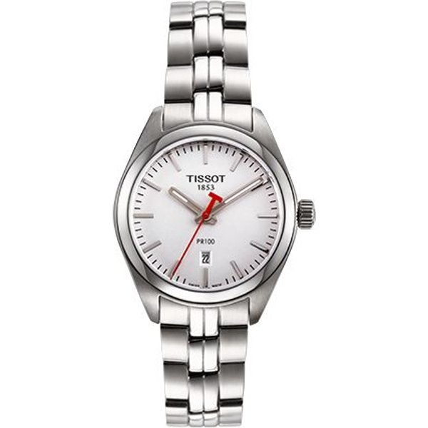Tissot Pr100 Seria Zegarek Kwarcowy Wodoodporność 100M Tarcza 33Mm Koperta Ze Stali Nierdzewnej Zegarki Damskie T101.210.11.031.00 Silver Dial White-image