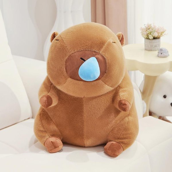 MuñEco Capibara Sentado MarróN De 25 Cm Juguete De Peluche Ojos Cerrados Relleno Kawaii Animal De Peluche Peluche Regalo De CumpleañOs 25Cm-image