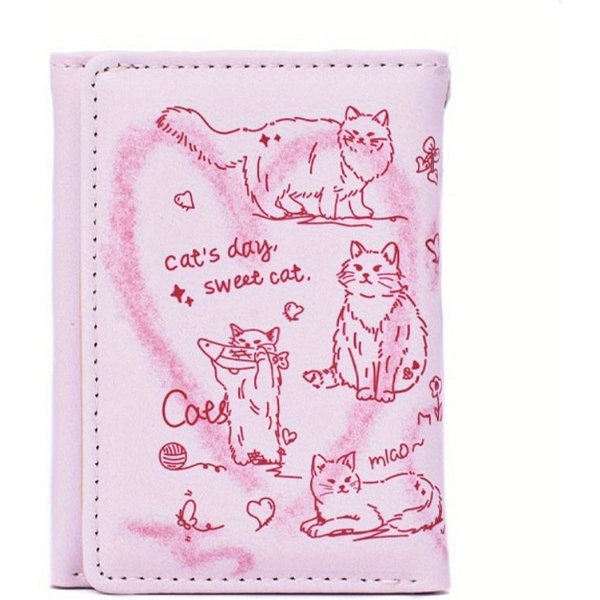 Portfele Damskie Portfele SkóRzane Damskie Etui Na Karty Graffiti Cat PrzenośNa Portmonetka Na Monety DużA Pojemność Saszetka Na PieniąDze White-image