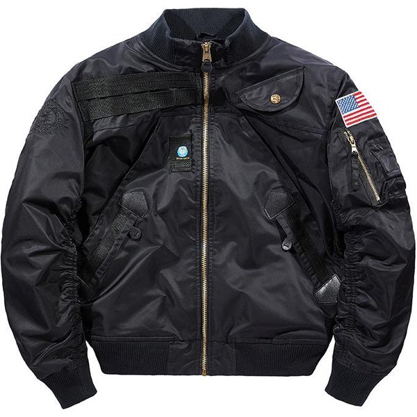 Chaqueta De Vuelo Nueva De OtoñO E Invierno Para Hombre, Chaqueta Informal Para Exteriores Con Cuello Alto, Multibolsillos, Holgada, De Gran TamañO Para Hombre 3XL Black-image