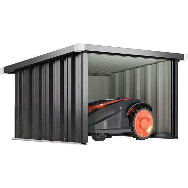 Garaż Na Kosiarkę Automatyczną Stalowy 108 X 86 X 62,5 Cm Garaż Na Robota KosząCego Z Dachem Jednospadowym KrawęDź Ochronna Stal Ocynkowana 108 X 86 X 62.5 Cm Ciemny Kolor Szary-image