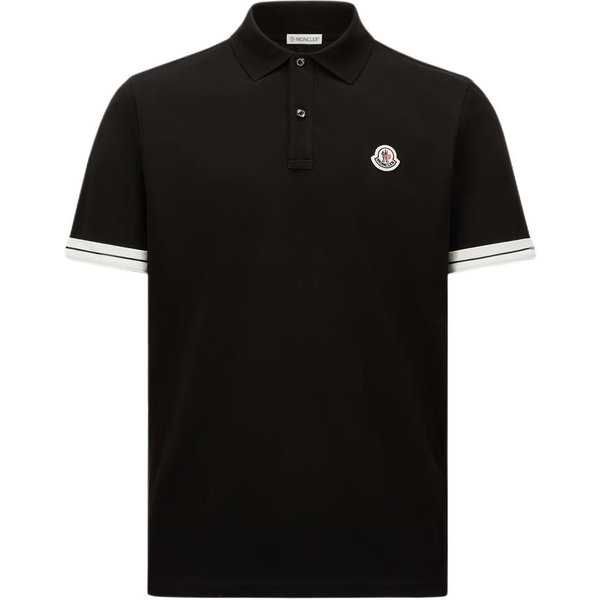 Camisa Polo De Manga Corta Con BotóN De Logo Moncler SS25 Para Hombre Tops Negro K1-091-8A00027-89ALK-999 XXL Black-image