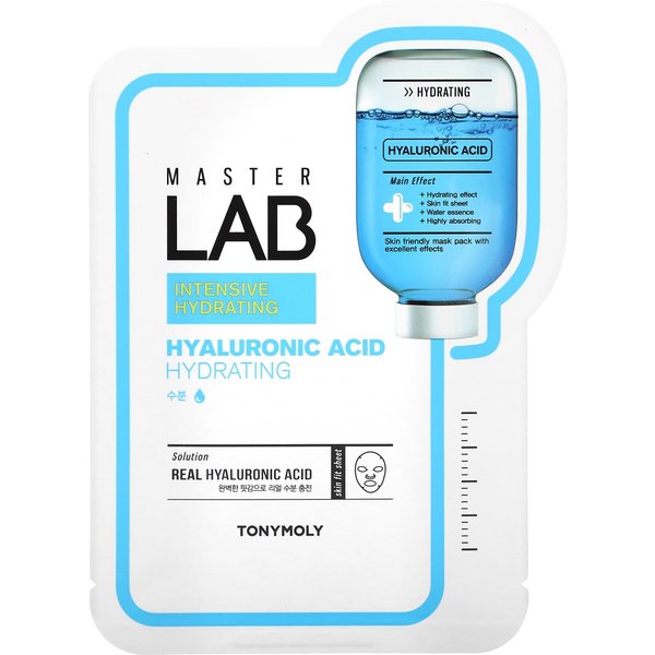 Tonymoly, Master Lab, Hyaluronic Acid Beauty Mask, Moisture, 1 Sheet, 19G Blue-image