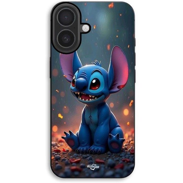 Etui Na Telefon - Maniacase - Iphone 17 - Silikon Tpu - Sztuka 3D - Uroczy Stitch Czarny-image