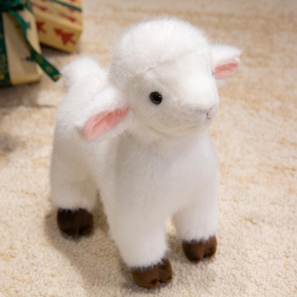 Cabra Oveja Cordero Peluche Acostado Sentado SimulacióN Animal De Pradera Lindo CompañEro Blanco Negro Peluche Regalo 30Cm-image