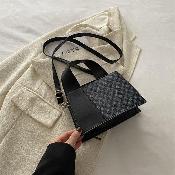 Bolso De Mano Retro Con Estampado De Moda De Verano Bolso De Hombro Con Empalme De Color Contrastante Bolso Cruzado Cuadrado PequeñO De Moda Para Mujer-image