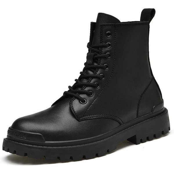 MęSkie SkóRzane Buty Za Kostkę W Stylu Brytyjskim, Modne Buty Do PołOwy łYdki, SkóRa Naturalna, Odzież Robocza, SkóRzane Buty, Motocyklowe, Jesienne, MęSkie Buty 47 Black-image