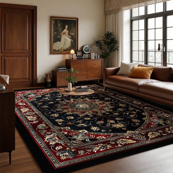 Alfombras Persas De Lujo Grandes Para Sala De Estar DecoracióN Bohemia Hogar ÁRea De Sofá FáCil De Limpiar Alfombra Dormitorio Vestidor Alfombra De Piso Antideslizante 160*200Cm-image
