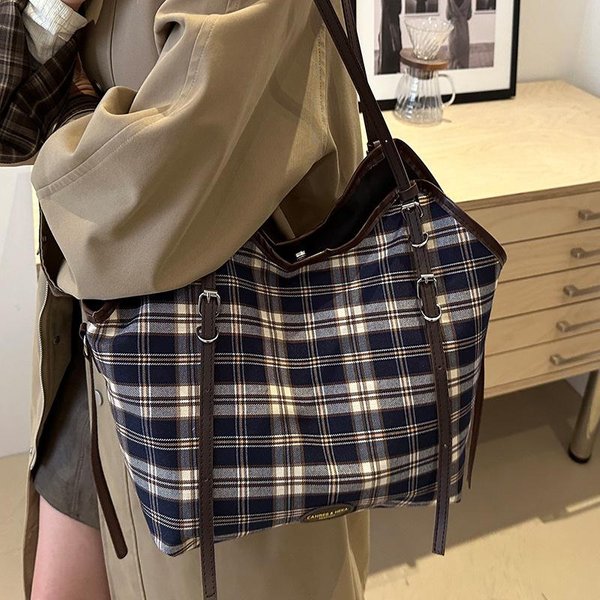 Bolso Tote De Lona De Gran Capacidad Estilo Literario Para Mujer Nuevo Estilo Coreano Moderno VersáTil Bolso De Hombro Para El Trabajo-image