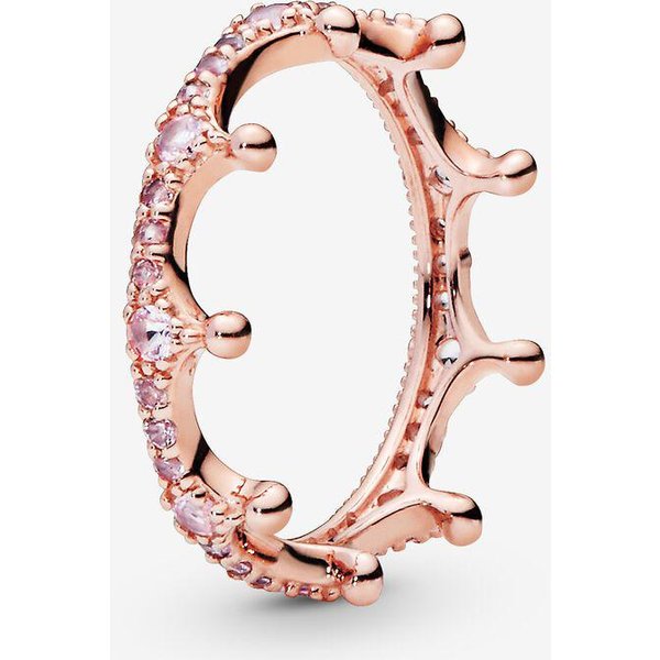 Anillos CláSicos De Plata Esterlina 100 % 925 Para Mujer, Anillos De Corona Transparente Y Brillante De Oro Rosa Para Mujer, JoyeríA De Compromiso Y Aniversario DIY 7 Beige-image