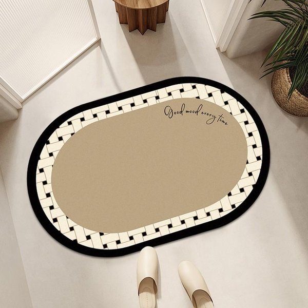 Owalna Mata PodłOgowa Do łAzienki Diatom Mud AntypośLizgowa ChłOnna Mata Do Drzwi Toalety Toaleta Toaleta SzybkoschnąCa WykłAdzina 50 * 80CM-image