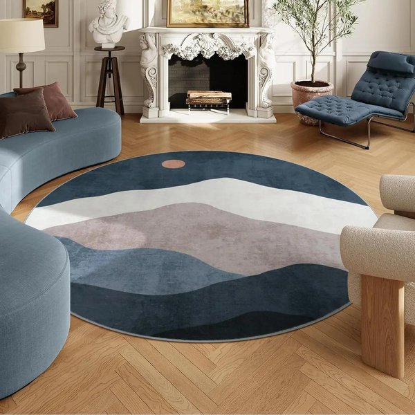 OkrąGłY Dywan Do Sypialni, MięKki Dywan W KształCie KołA, Imitacja Kaszmiru, Dywan W Stylu Boho, Zmywalny, Do Pokoju Szkolnego, Do Salonu 60*60Cm-image