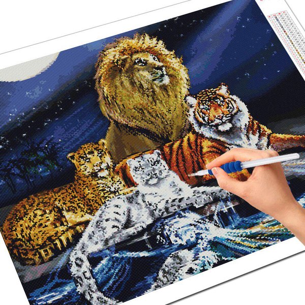 Pintura Diamante Cuadrada Completa Tigre 5D DIY Bordado Diamante LeóN Animal Arte Diamante ImitacióN Decoraciones Para El Hogar Full Square 20X30CM-image