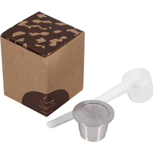 CáPsula De Café Recargable Reutilizable De Acero Inoxidable Con Cuchara Compatible Para MáQuina Nespresso Negro-image